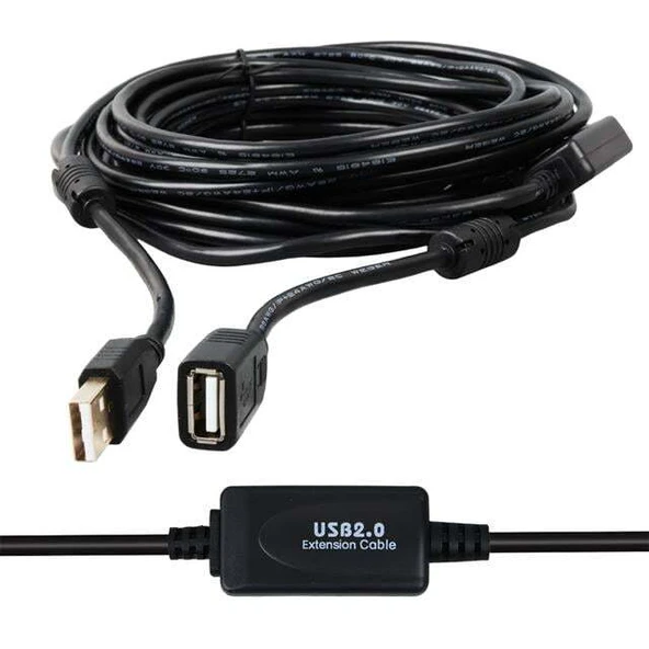 Powermaster PM-11955 Usb 2.0 Siyah Chipset 10 Metre Usb Uzatma Kablosu ürün görseli 1