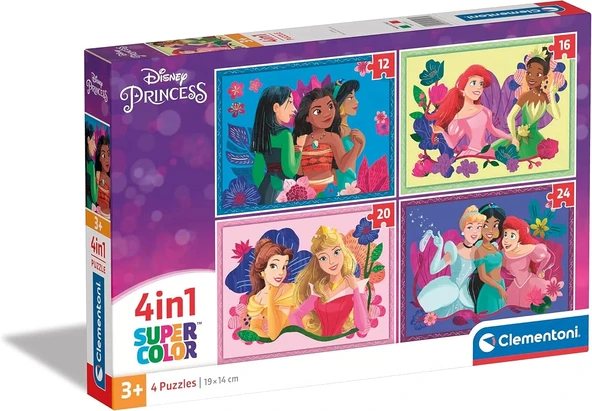 Clementoni 21517 Disney Princess  4 in 1 Super Color Puzzle ürün görseli 1