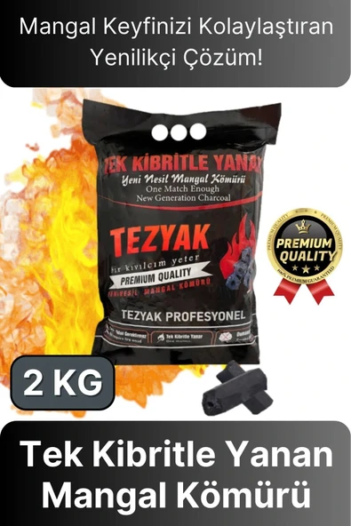 Özel Üretim Pratik Kullanımlı Piknik Odun Çıra Gerektirmeyen Tek Kibritle Yanan Mangal Kömürü 2 KG ürün görseli 1