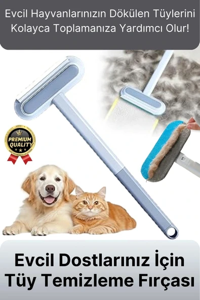 Çok Amaçlı Çift Taraflı Uzun Saplı Koltuk Halı Hijyeni Kedi Köpek Evcil Hayvan Tüy Temizleme Fırçası ürün görseli 1