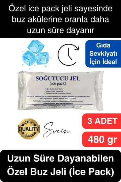 3 Adet 480 gr Soğutucu Jel Poşet Buz Aküsü Yolculuk Seyahat Yiyecek İçin Uygun Uzun Süre Dayanım ürün görseli 1
