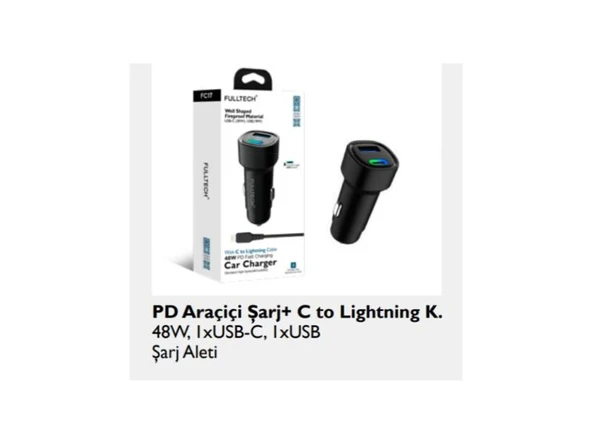 FC 17 48 W araç Şarj Başlığı 48w sarj C lihgtining 1xusb C , 1 USB ürün görseli 1