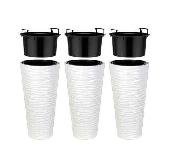 Omnipazar SO-KVT3 Kumsal Vazo Saksı Takımı 128 Litre Beyaz 3 Adet ürün görseli 1