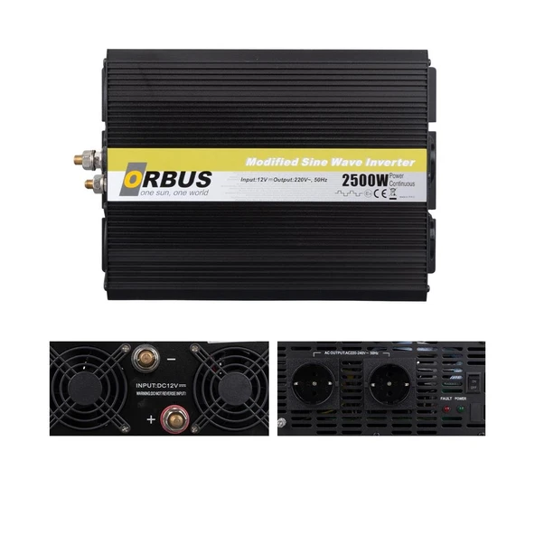 Orbus MS12-2500 12 Volt 2500 Watt Modified Sinus İnverter ürün görseli 1
