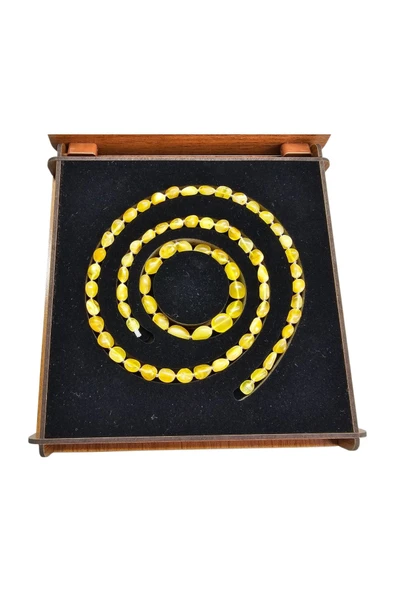 Damla Kehribar Kolye - Bileklik Set Lt1345 - Resim 5