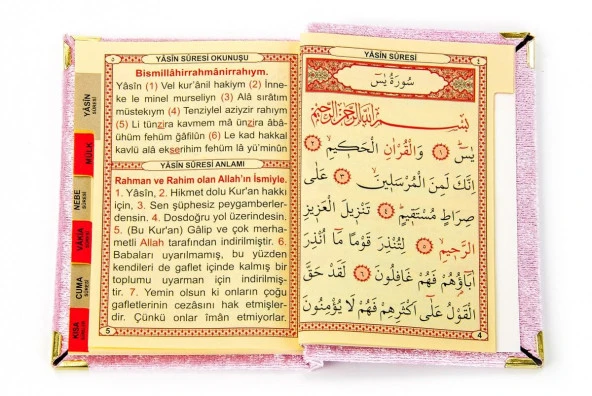 20 Adet Kadife Kaplı Yasin Kitabı - Çanta Boy - İsim Baskılı Plaka - Tesbihli - Şeffaf Kutulu - Pembe - Hediyelik Yasin Seti ürün görseli 1