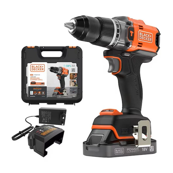 Black&Decker BLD683D1XK-QW 18v Powerconnect Akülü Darbeli Matkap (fırçasız, 1x 2,0ah Akü, 1a Şarj Cihazı Ve Kit Kutusu İle) ürün görseli 1