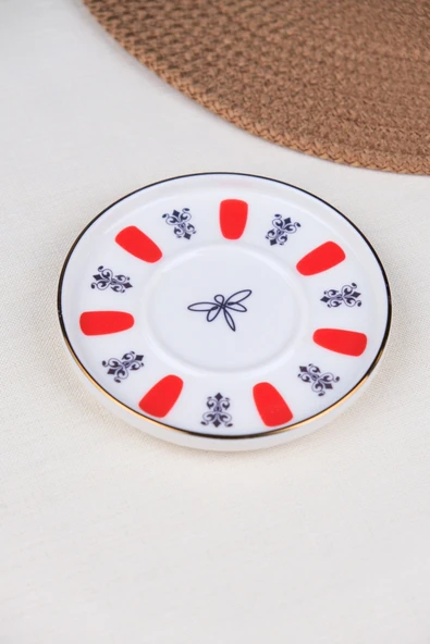 Tabak Evi Porselen Acem Zade Kırmızı Çay Tabağı 11,8cm Tekli ürün görseli 1