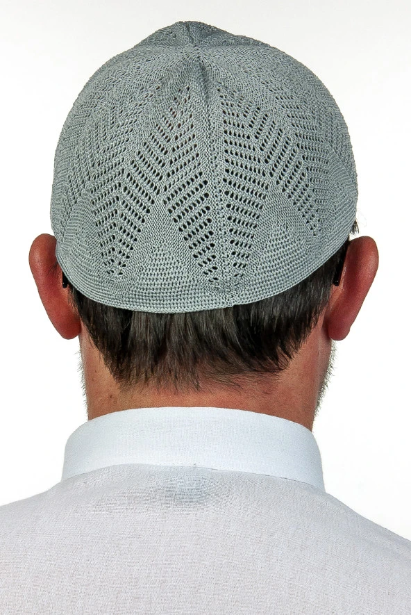 Berra Çelik Örme Dantel Namaz Takkesi Gri 1 Adet - Resim 2