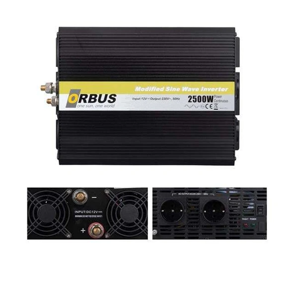 Orbus MS12-2500 12 Volt 2500 Watt Modified Sinus İnverter ürün görseli 1