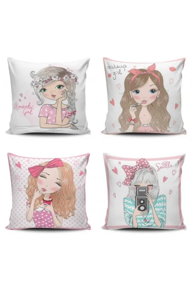 Alkan Homes Fashion Girl 4 Lü Kombin Kırlent Kılıfı ürün görseli 1