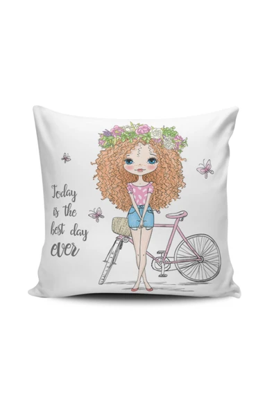 Alkan Homes Fashion Girl Dijital Baskılı Kırlent Kılıfı ürün görseli 1