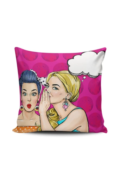 Alkan Homes Pop Art Kızı Dijital Baskılı Kırlent Kılıfı ürün görseli 1