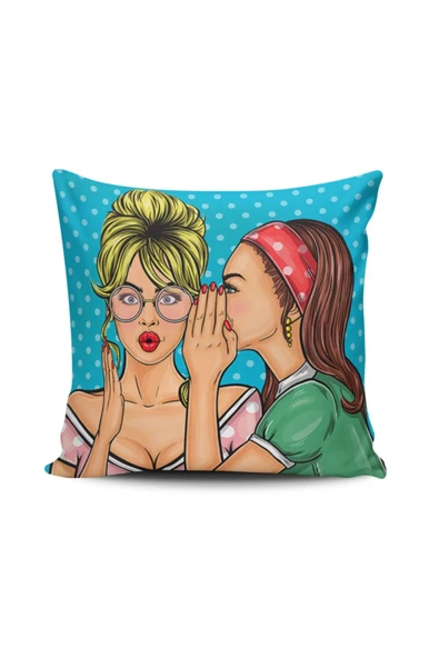 Alkan Homes Pop Art Kızı Dijital Baskılı Kırlent Kılıfı ürün görseli 1