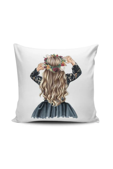 Alkan Homes Fashion Girl Dijital Baskılı Kırlent Kılıfı ürün görseli 1