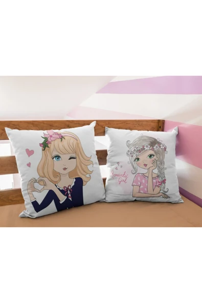 Alkan Homes Fashion Girl Kombin 2 Li Dijital Baskılı Kırlent Kılıfı ürün görseli 1