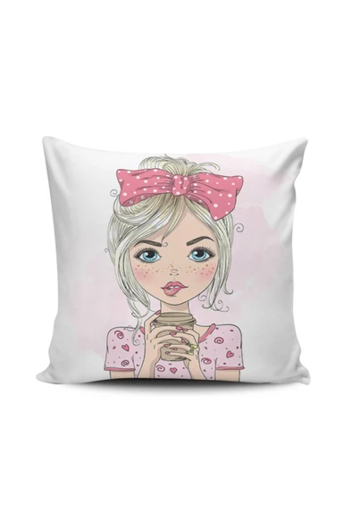 Alkan Homes Fashion Girl Dijital Baskılı Kırlent Kılıfı ürün görseli 1