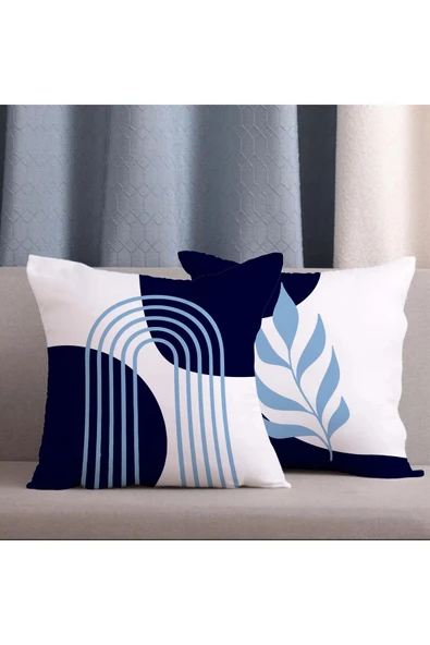 Alkan Homes 2 li Kombin Bohem Boho Temalı Lacivert Renkli Dijital Baskılı Kırlent Kılıfı ürün görseli 1