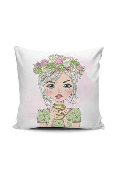 Alkan Homes Fashion Girl Dijital Baskılı Kırlent Kılıfı ürün görseli 1