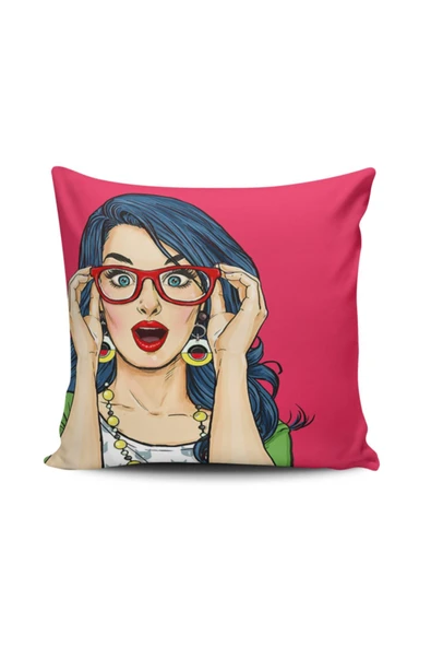 Alkan Homes Pop Art Kızı Dijital Baskılı Kırlent Kılıfı ürün görseli 1