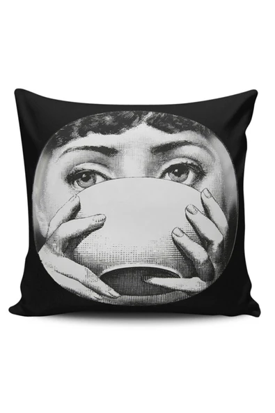 Alkan Homes Fornasetti Figürlü Dijital Baskılı Kırlent Kılıfı ürün görseli 1