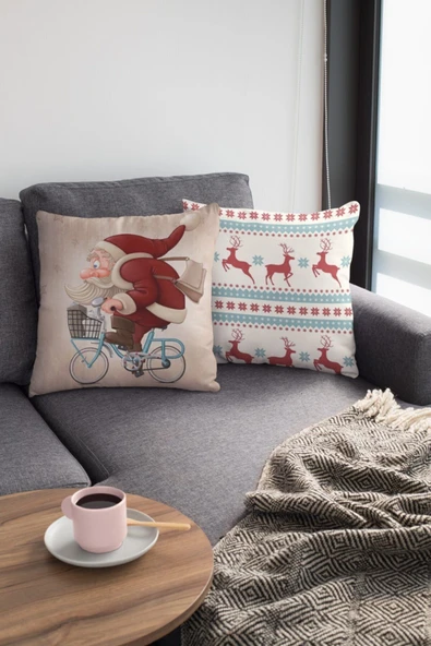 Alkan Homes Çift Taraf Baskılı Yılbaşı Temalı Dijital Baskılı Kırlent Kılıfı ürün görseli 1