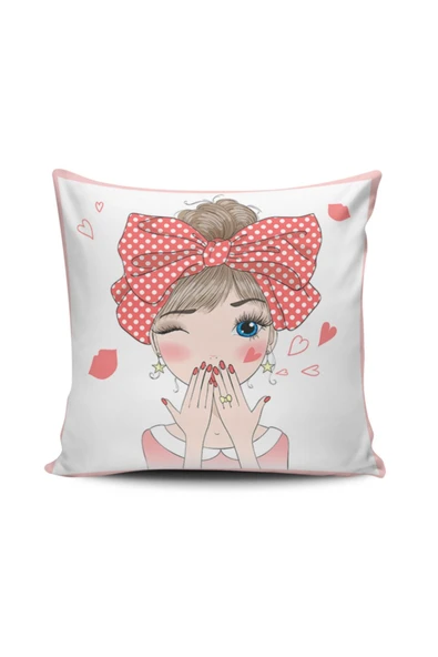 Alkan Homes Fashion Girl Dijital Baskılı Kırlent Kılıfı ürün görseli 1