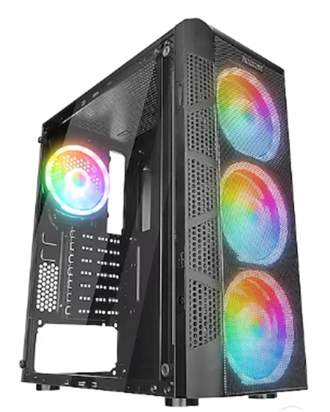 Everest CREST V1 Mesh Temperli Camlı 4x12cm Auto RGB Fan ATX Mid-T Gaming Oyuncu Kasası ürün görseli 1