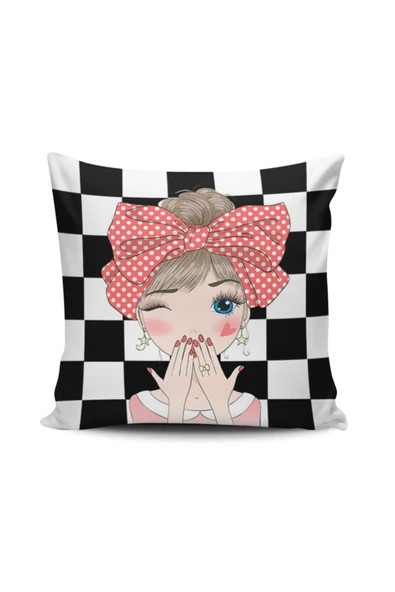 Alkan Homes Fashion Girl Dijital Baskılı Kırlent Kılıfı ürün görseli 1
