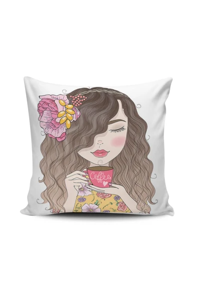 Alkan Homes Fashion Girl Dijital Baskılı Kırlent Kılıfı ürün görseli 1