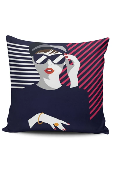 Alkan Homes Pop Art Kızı Figürlü Dekoratif Modern Kırlent Kılıfı ürün görseli 1