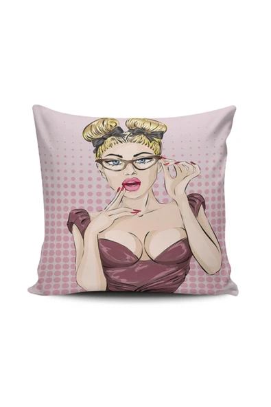 Alkan Homes Pop Art Kızı Dijital Baskılı Kırlent Kılıfı ürün görseli 1