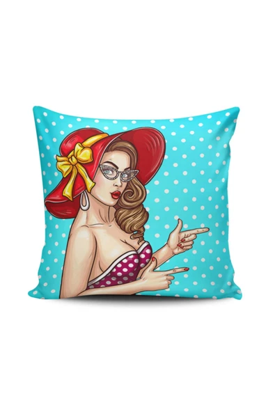 Alkan Homes Pop Art Kızı Dijital Baskılı Kırlent Kılıfı ürün görseli 1