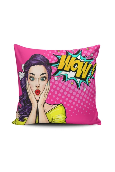 Alkan Homes Pop Art Kızı Dijital Baskılı Kırlent Kılıfı ürün görseli 1