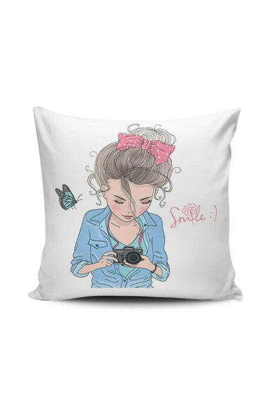Alkan Homes Fashion Girl Dijital Baskılı Kırlent Kılıfı ürün görseli 1