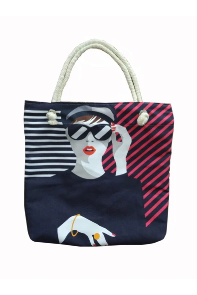 Alkan Homes Pop Art Kızı Figürlü Astarlı-fermuarlı Dijital Baskılı Çok Amaçlı Çanta ürün görseli 1