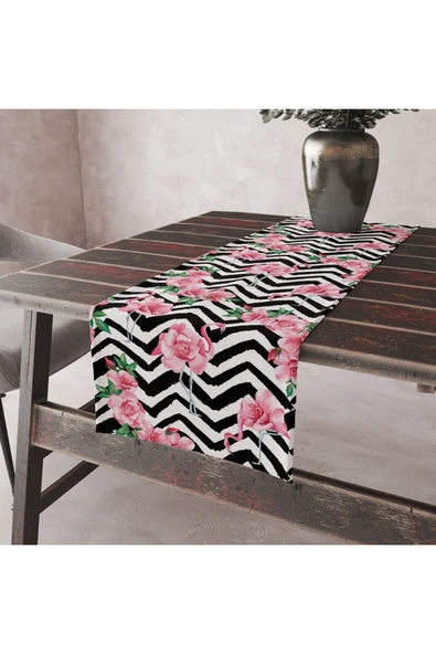 Alkan Homes Flamingo Figürlü Dijital Baskılı Dekoratif Runner ürün görseli 1