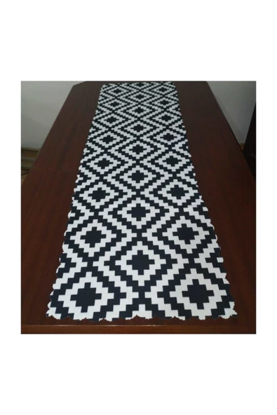 Alkan Homes Zigzag Desenli Dijital Baskılı Dekoratif Runner ürün görseli 1
