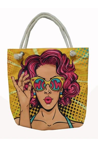 Alkan Homes Pop Art Kızı Temalı Astarlı-fermuarlı Dijital Baskılı Çok Amaçlı Çanta ürün görseli 1