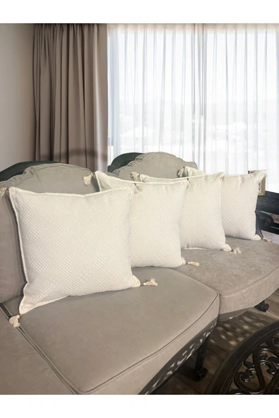 Alkan Homes 4'lü % 100 Pamuk Elişi Natural Buldan Bezi Kırlent Kılıfı ürün görseli 1