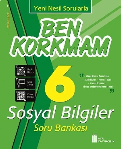 Ata 6.Sınıf Sosyal Bilgiler Soru Bankası Ben Korkmam ürün görseli 1