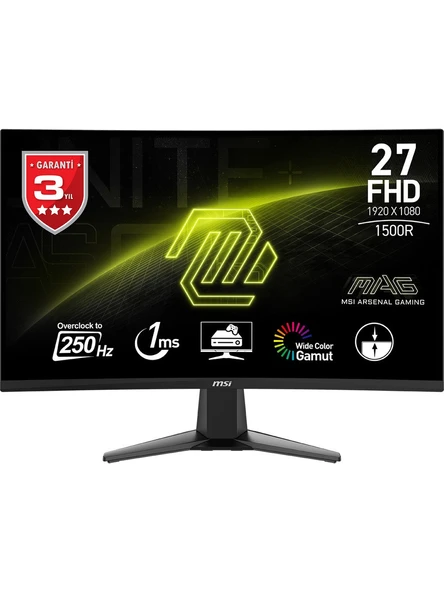 MSI MAG 27C6X 27" 1 ms Full HD Curved 250 Hz Oyuncu Monitörü ürün görseli 1