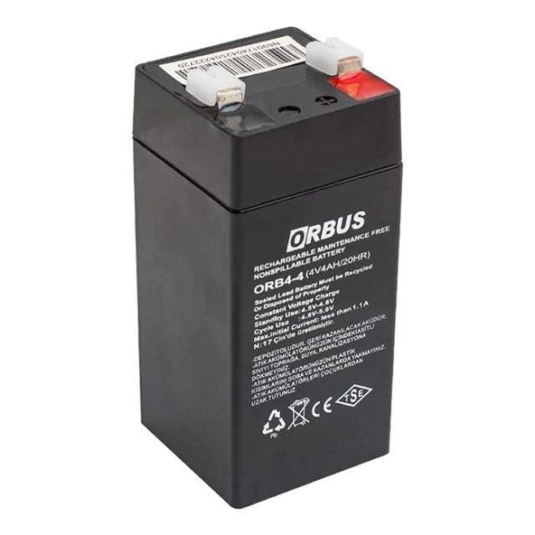 Orbus ORB4-4 4 Volt 4 Amper Dik Akü (45x45x100 Mm) ürün görseli 1