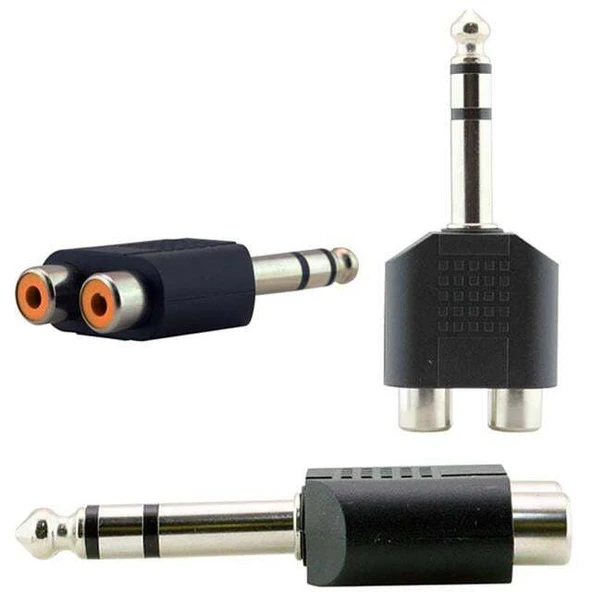 6.3 Mm Stereo Erkek - 2 Rca Dişi Çevirici Jack ürün görseli 1