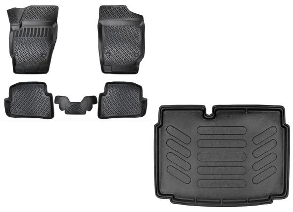 Rizline Volkswagen Polo 6R 2009-2017 Yılları Arası Uyumlu 3D Havuzlu Paspas + ALT Bagaj Havuzu Set ürün görseli 1