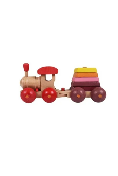 WOODTOY'S ORGANİK OYUNCAK DÜNYASI PİRAMİT VAGONLU AHŞAP TREN ürün görseli 1
