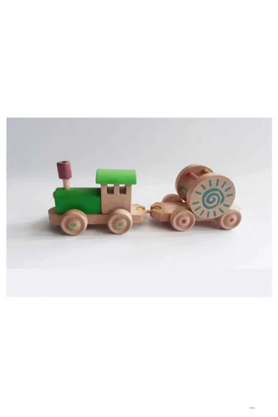 WOODTOY'S ORGANİK OYUNCAK DÜNYASI LOKOMOTİFLİ AHŞAP ÇINGIRAK TREN ürün görseli 1