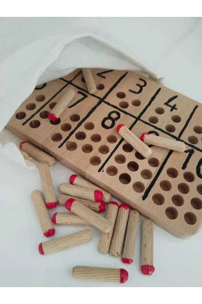 WOODTOY'S ORGANİK OYUNCAK DÜNYASI MONTESSORİ ÇUBUKLARLA SAYI ÖĞRENME OYUNCAĞI ürün görseli 1