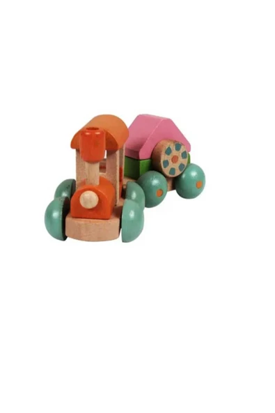 WOODTOY'S ORGANİK OYUNCAK DÜNYASI ÜÇGEN VAGONLU AHŞAP TREN ürün görseli 1