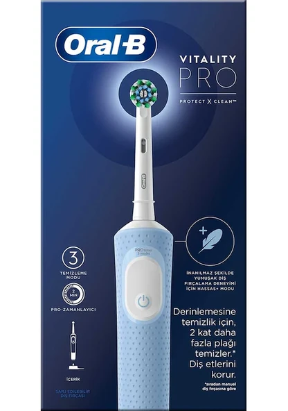 Oral-B Vitality Pro Protect X Clean Şarjlı Diş Fırçası Mavi ürün görseli 1